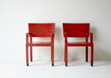Italian Red Rationalist Armchairs, Circa 1930's