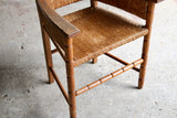 Arts & Crafts Style Oak & Rush Armchair