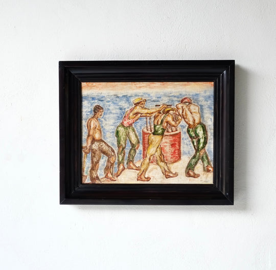 Mària Turàn Hacker (1886 - 1967), Workers, Oil On Canvas, Circa 1930