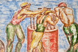 Mària Turàn Hacker (1886 - 1967), Workers, Oil On Canvas, Circa 1930
