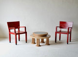 Italian Red Rationalist Armchairs, Circa 1930's