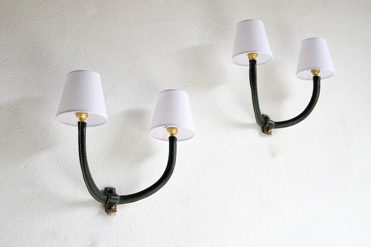 Pair Of 1950's Jacques Adnet Style Wall Lamps - £1500 + VAT - On Hold