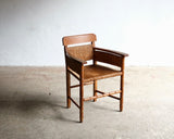 Arts & Crafts Style Oak & Rush Armchair