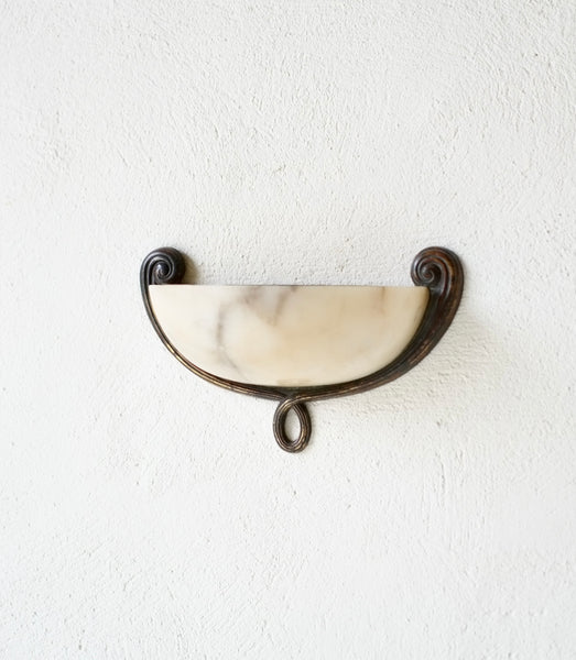 1930's Art Deco Scrolled Wall Lamp