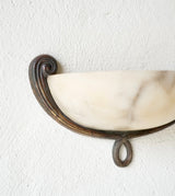 1930's Art Deco Scrolled Wall Lamp