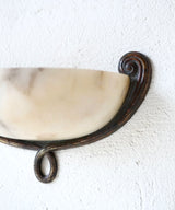 1930's Art Deco Scrolled Wall Lamp