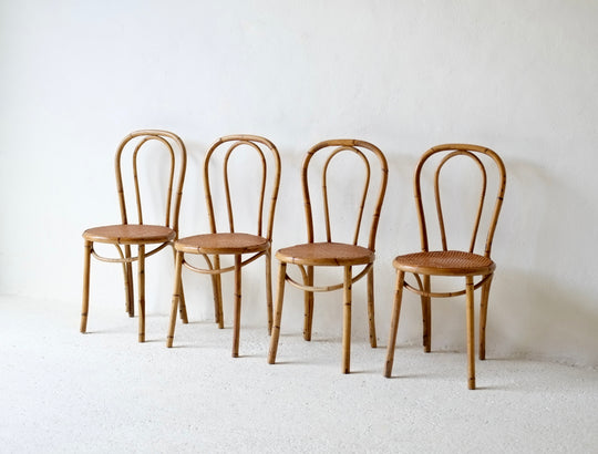 A Set Of Four French Bamboo Dining Chairs