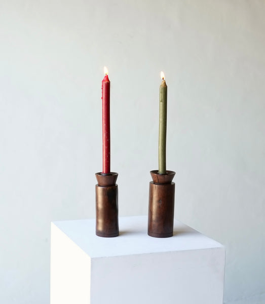 Carved Rosewood Candlesticks
