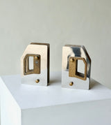 Pair of Italian Chrome & Bronze Door Handles