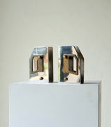 Pair of Italian Chrome & Bronze Door Handles