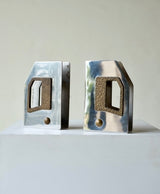 Pair of Italian Chrome & Bronze Door Handles
