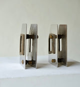 Pair of Italian Chrome & Bronze Door Handles