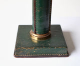 Stitched Leather-Bound Desk Lamp in the Manner of Jacques Adnet