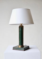 Stitched Leather-Bound Desk Lamp in the Manner of Jacques Adnet