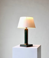 Stitched Leather-Bound Desk Lamp in the Manner of Jacques Adnet