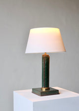 Stitched Leather-Bound Desk Lamp in the Manner of Jacques Adnet