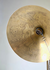 Arts & Crafts Lamp by Falk & Stadelmann with Engraved Shade, 1918