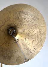 Arts & Crafts Lamp by Falk & Stadelmann with Engraved Shade, 1918