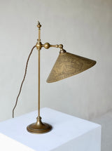 Arts & Crafts Lamp by Falk & Stadelmann with Engraved Shade, 1918