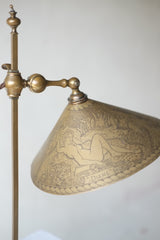 Arts & Crafts Lamp by Falk & Stadelmann with Engraved Shade, 1918
