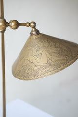 Arts & Crafts Lamp by Falk & Stadelmann with Engraved Shade, 1918