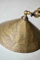 Arts & Crafts Lamp by Falk & Stadelmann with Engraved Shade, 1918