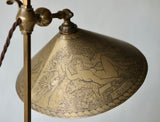 Arts & Crafts Lamp by Falk & Stadelmann with Engraved Shade, 1918