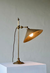 Arts & Crafts Lamp by Falk & Stadelmann with Engraved Shade, 1918