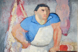 Georges Lucien Guyot (1885-1972), Butcher At His Stall, Oil On Canvas