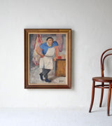 Georges Lucien Guyot (1885-1972), Butcher At His Stall, Oil On Canvas