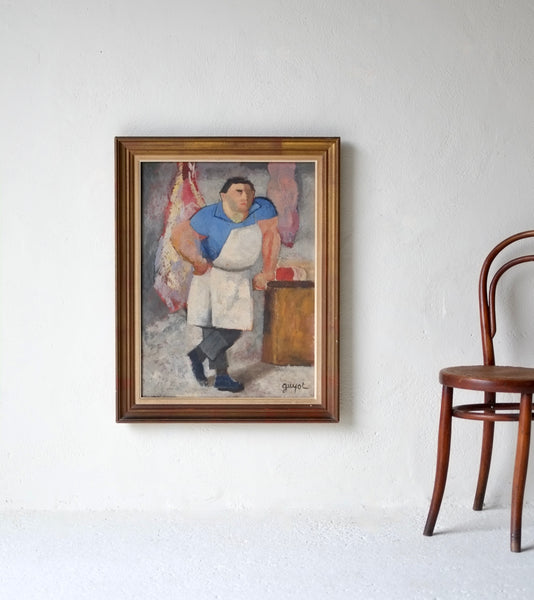 Georges Lucien Guyot (1885-1972), Butcher At His Stall, Oil On Canvas