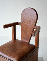 French Moorish Inspired Studded Leather Armchair