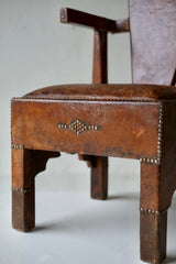 French Moorish Inspired Studded Leather Armchair