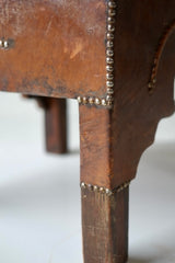 French Moorish Inspired Studded Leather Armchair