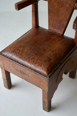 French Moorish Inspired Studded Leather Armchair