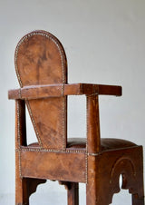 French Moorish Inspired Studded Leather Armchair