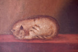 19th Century English School, Oil On Canvas, Sleeping Cat