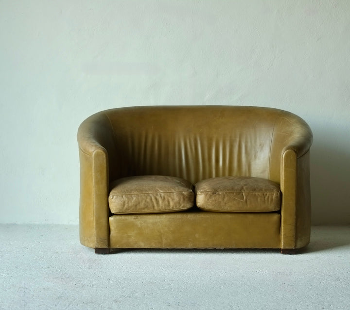 French Art Deco Leather Sofa