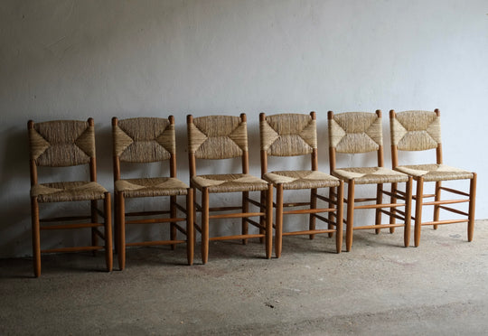 Charlotte Perriand Style Rush Dining Chairs