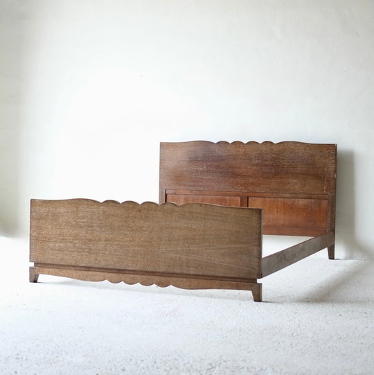 French Art Deco Cerused Oak Double Bed