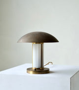 French Brass & Glass Art Deco Desk Lamp