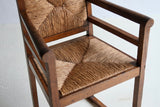 Arts & Crafts Style Oak & Rush Armchair