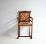 Arts & Crafts Style Oak & Rush Armchair