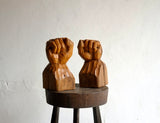 Wooden Sculpted Fists By Jean Paul Baurens, (1942-2005)