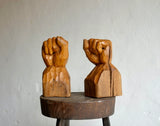 Wooden Sculpted Fists By Jean Paul Baurens, (1942-2005)