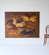 "La Conquête des chevaux",  Oil On Board