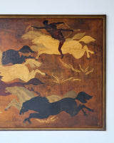 "La Conquête des chevaux",  Oil On Board
