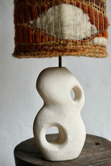 French Stone Lamp & Woven Shade