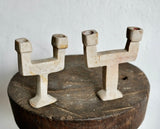 Pair of Carved Stone Candlesticks