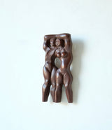 Brutalist Figurative Carved Wooden Sculpture